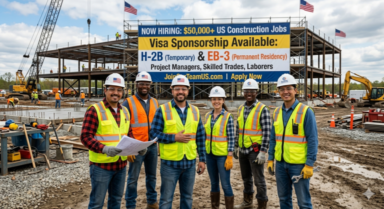 $50,000 Construction Jobs in the US with Visa Sponsorship